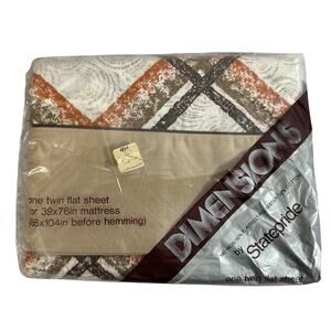 Vintage Dimensions by Statepride One Twin Flat Sheet Orange Brown No Iron 39x76